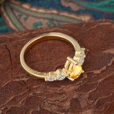 Pear Cut 3 Prong Classic Citrine Wedding Ring Promise Side Stone Anniversary Ring